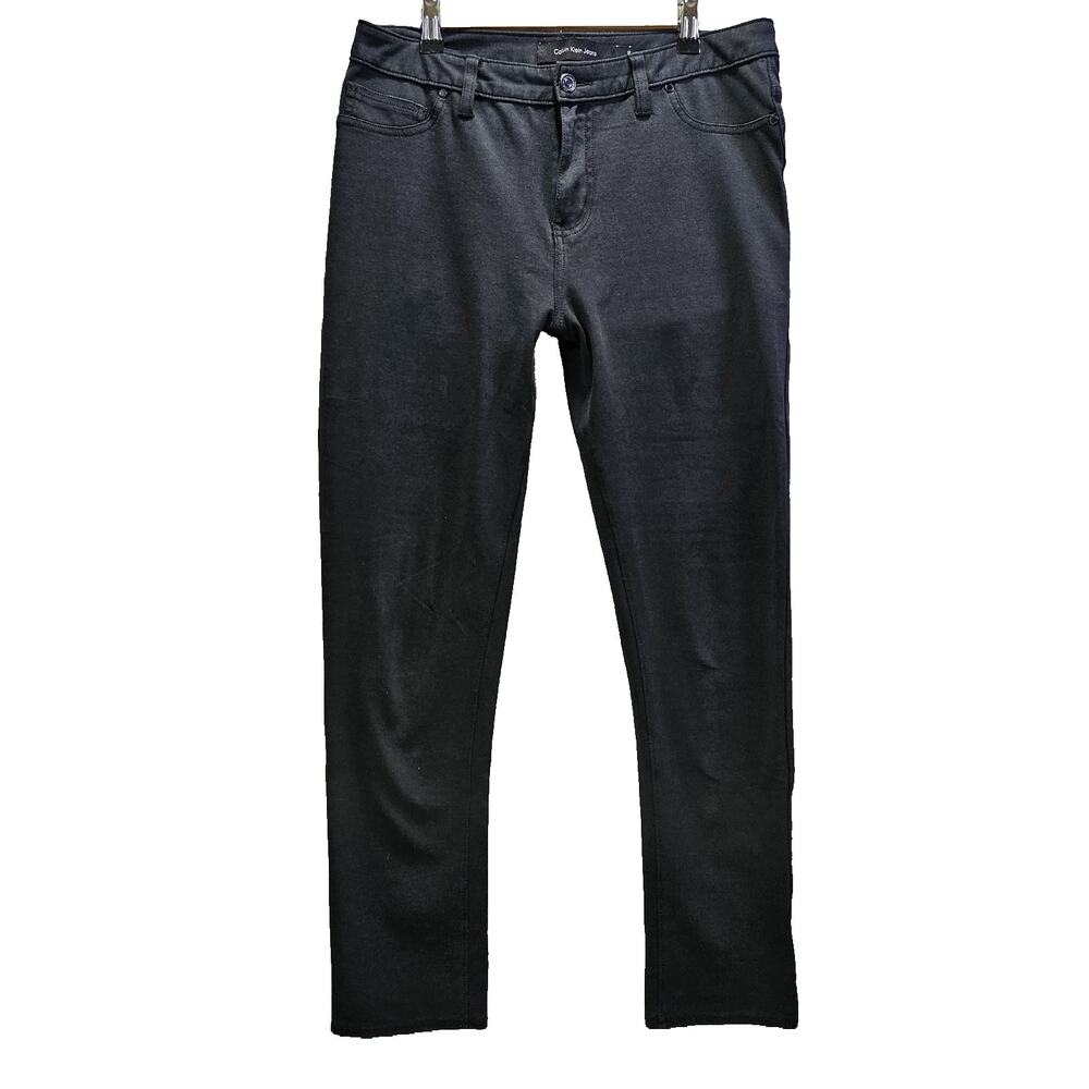 Calvin Klein Jeans 12 Black Coated Skinny Pants Office Siren Y2K Minimalist Chic